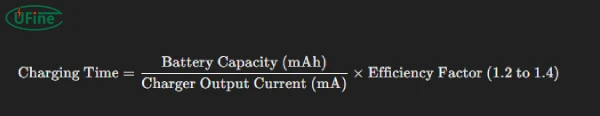 calculate 18650 battery charge time formula