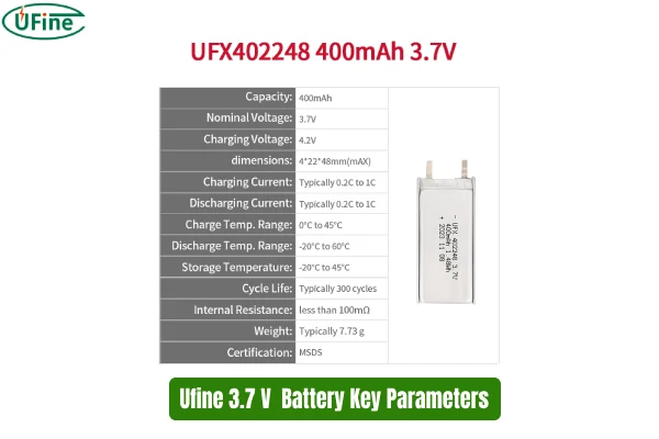 Ufine 3.7 v battery key parameters