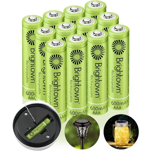 brightown 12 pack rechargeable aaa batteries 600mah