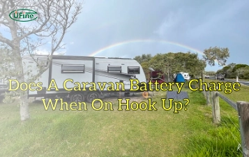 does a caravan battery charge when on hook up