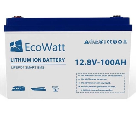 ecowatt lifepo4 lithium battery 12 8v 100ah