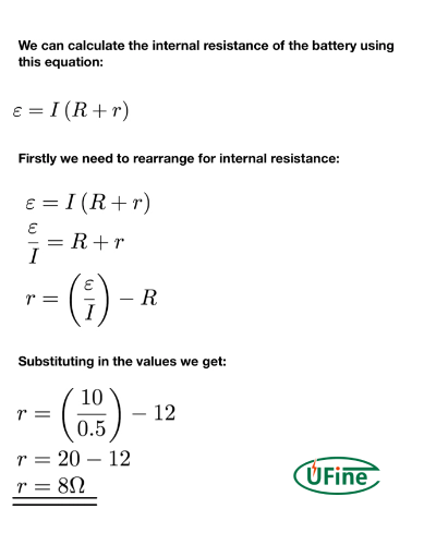 how do you calculate the internal resistance of a battery cell