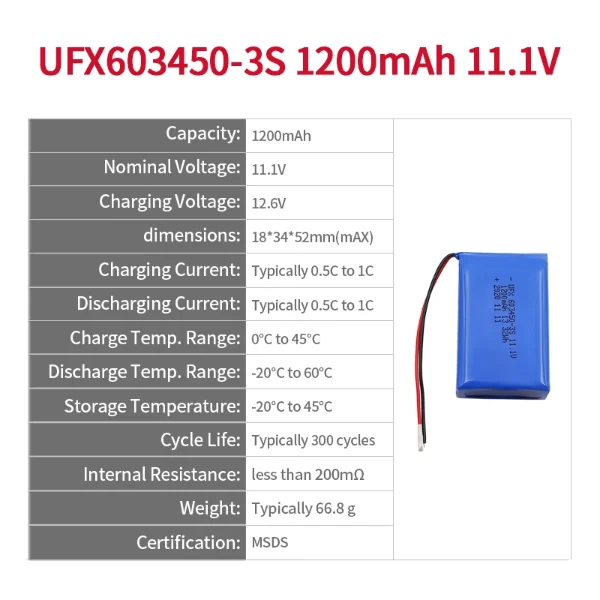ufine 11 1v 1200mah lithium ion battery pack