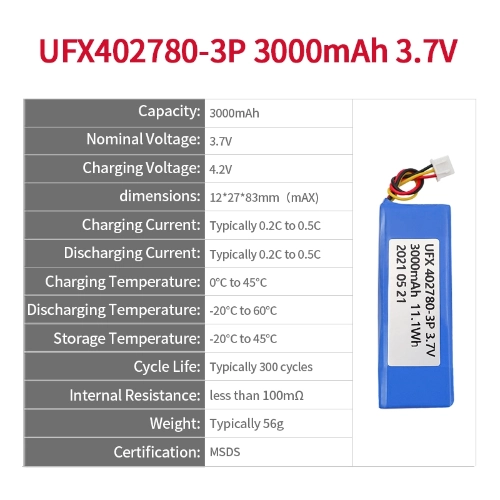 ufine 3 7v 3000mah lithium ion battery