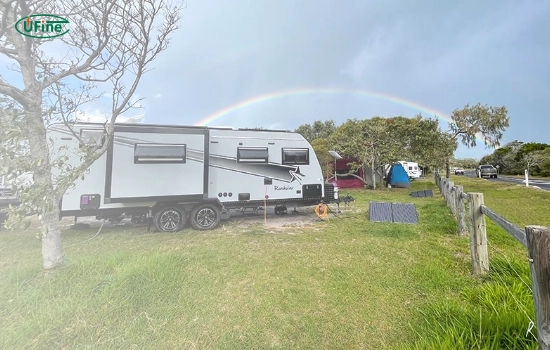 what happens when a caravan connects to an electric hook up